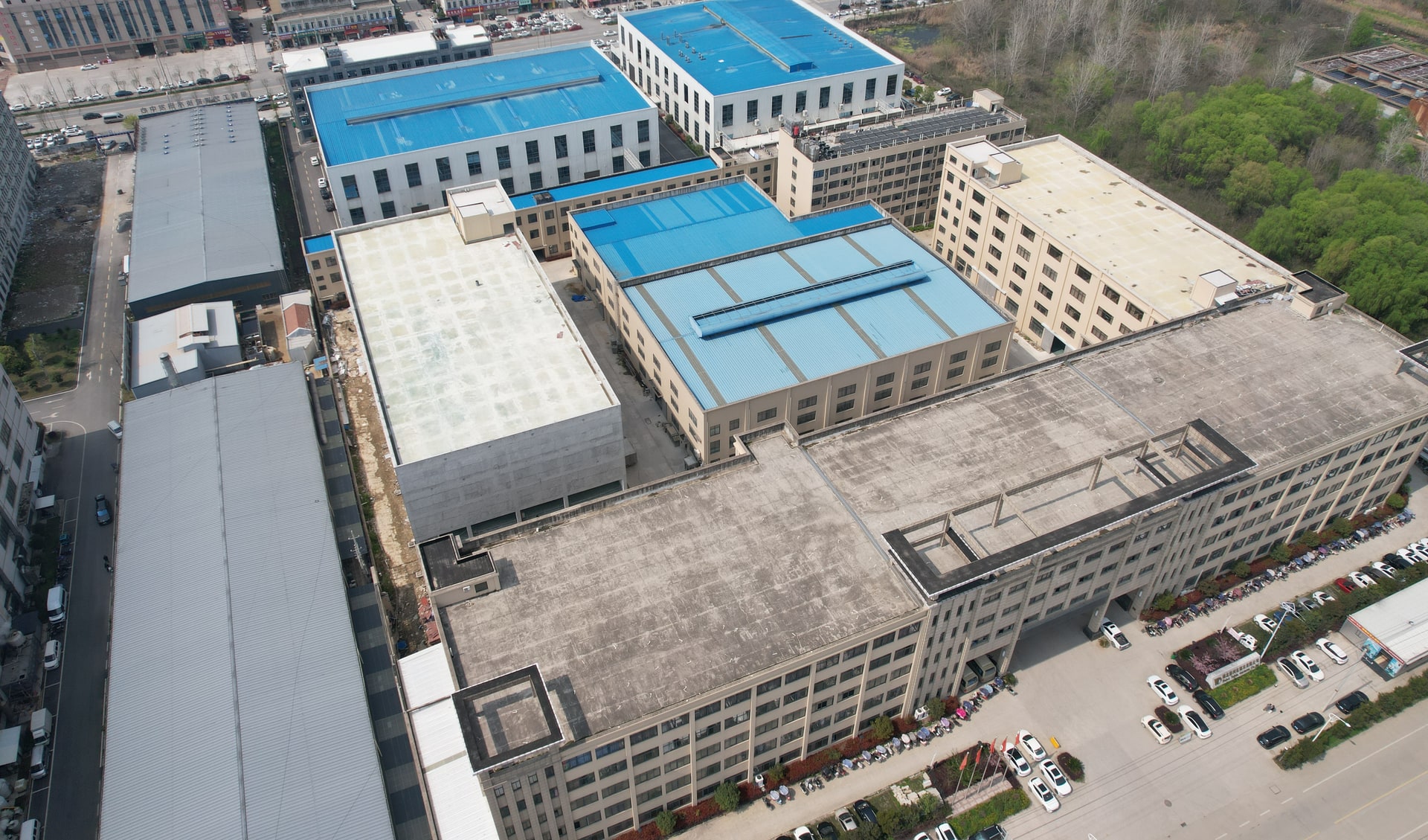 Real aerial photograph of the YALIDA main factory and surrounding buildings
