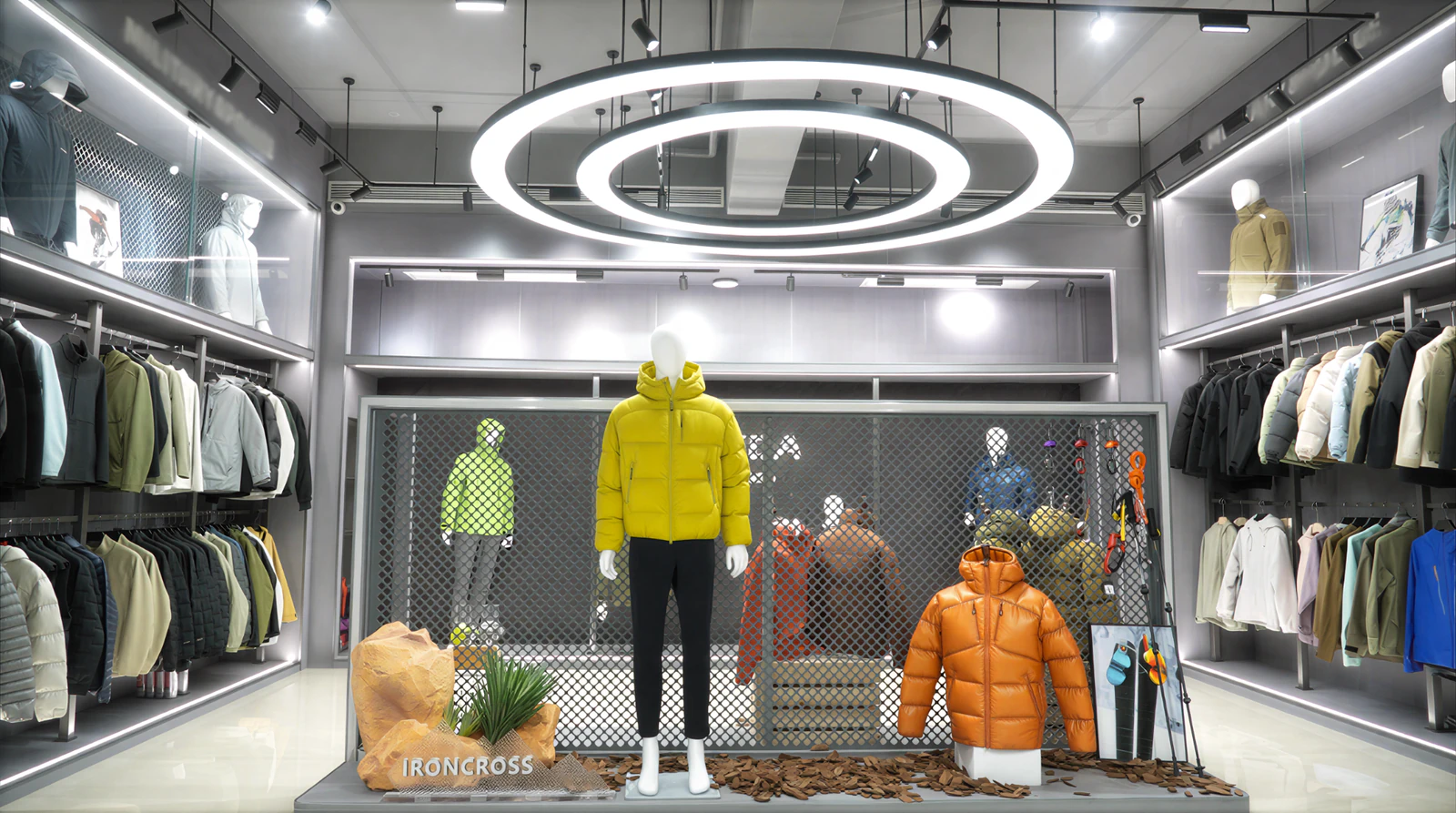 Full-room view of YALIDA's apparel showroom